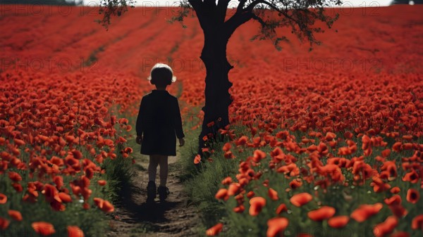 Floral field and Life Concept. Sign of Mental Health, Wellbeing and Healthy Lifestyles. The concept of Positive Mind Concept. Enjoying Life Concept, AI generated