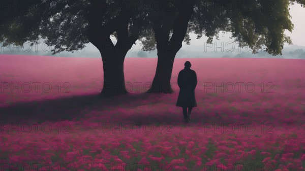 Floral field and Life Concept. Sign of Mental Health, Wellbeing and Healthy Lifestyles. The concept of Positive Mind Concept. Enjoying Life Concept, AI generated
