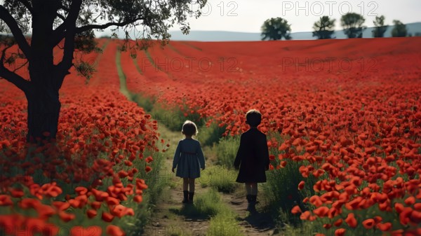 Floral field and Life Concept. Sign of Mental Health, Wellbeing and Healthy Lifestyles. The concept of Positive Mind Concept. Enjoying Life Concept, AI generated