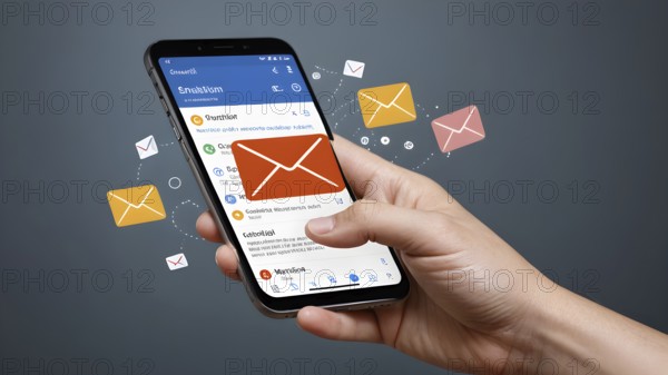 Online communication concept. Email marketing concept, concept of sending and receiving emails, AI generated