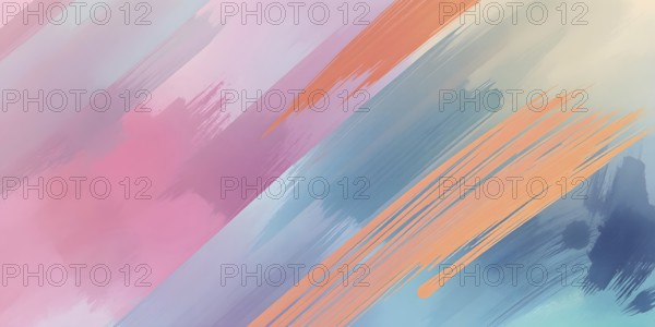 Abstract gradient hand painted multi color brush strokes.on a black background AI generated image, ai