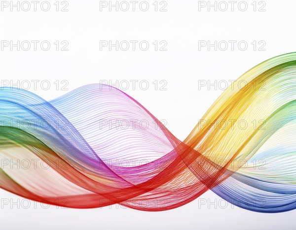 A dynamic graphic with colorful lines that swirl. Design element for technology, science, music or modern concept, AI generated