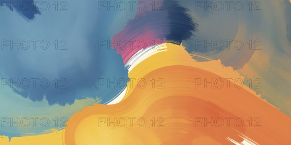 Abstract gradient hand painted multi color brush strokes.on a black background AI generated image, ai