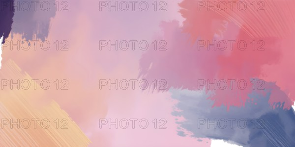 Abstract gradient hand painted multi color brush strokes.on a black background AI generated image, ai