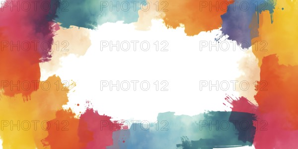 Abstract gradient hand painted multi color brush strokes.on a black background AI generated image, ai