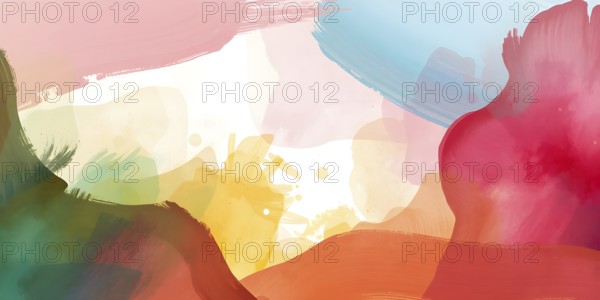 Abstract gradient hand painted multi color brush strokes.on a black background AI generated image, ai