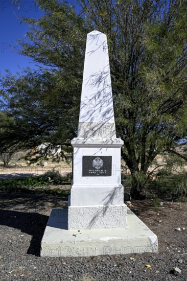 Monument to Kaiser Wilhelm II at the railway station in Aus, Karas Region, Namibia