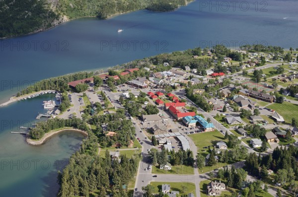 View of Waterton Townsite from the Bear's Hump viewpoint, Waterton Lakes National Park, Alberta, Canada