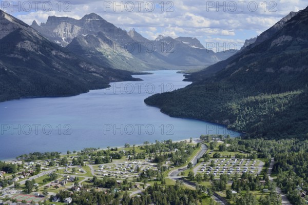View of Waterton Townsite from the Bear's Hump viewpoint, Waterton Lakes National Park, Alberta, Canada