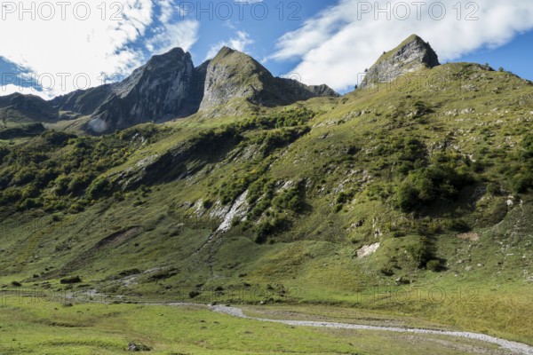 Höfats and kleiner Höfats, near Käser Alpe, Oytal, near Oberstdorf, Oberallgäu, Allgäu, Bavaria, Germany
