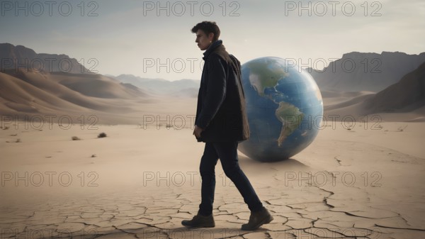 Deforestation concept. Trees cut down in forest. Environmental damage, global warming and climate change concept. AI generated image