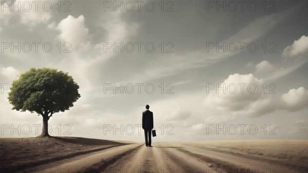 Abstract conceptual journey of growth and discovery of man . AI generated image
