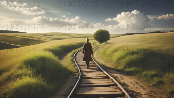 Abstract conceptual journey of growth and discovery of man . AI generated image