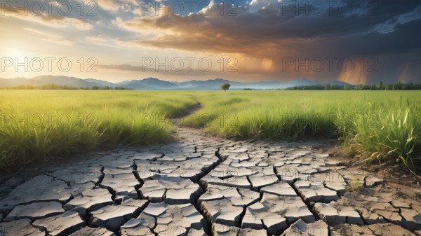 Deforestation concept. Trees cut down in forest. Environmental damage, global warming and climate change concept. AI generated image
