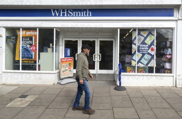 WH Smith store shop closed awaiting change of signage to TG Jones, Devizes, Wiltshire, England, UK