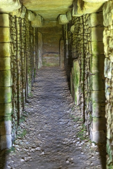 Modern-day neolithic style long Barrow burial chamber for storing cremation urns, All Cannings, near Devizes, Wiltshire, UK built 2014