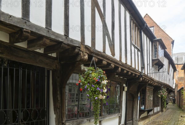 Historic listed buildings C16 timber framed buildings, St John's Alley, Devizes, Wiltshire, England, UK