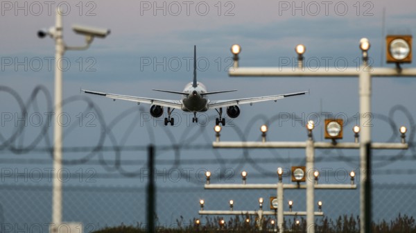 Landing of an aircraft at BER Berlin Brandenburg Willy Brandt Airport, Schönefeld, 29/09/2025, Schönefeld, Brandenburg, Germany