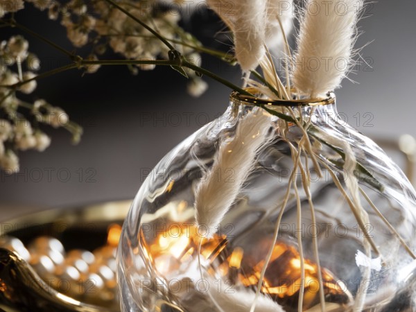 Vase, mood, decoration, plants, modern, gold, dried, art deco, warm, winter, colours, illustration, furnishing, furnishing idea, bokeh, soft