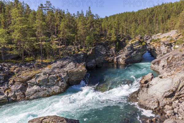Ridderspranget, gorge in the river Sjoa, Jotunheimen mountains, Randsverk, Innlandet, Norway