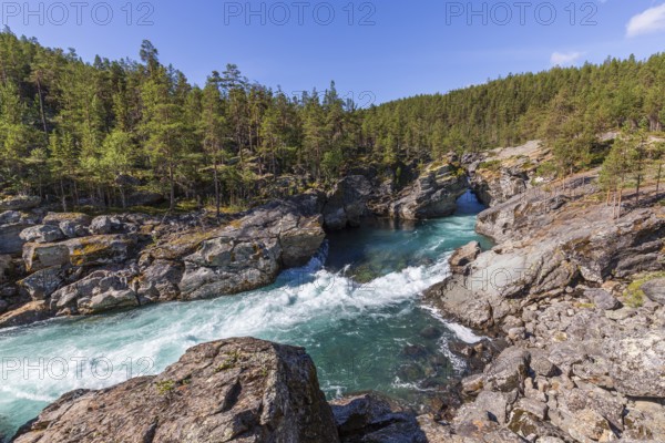 Ridderspranget, gorge in the river Sjoa, Jotunheimen mountains, Randsverk, Innlandet, Norway
