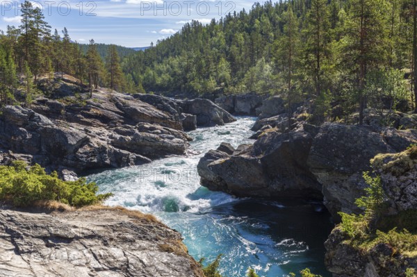 Ridderspranget, gorge in the river Sjoa, Jotunheimen mountains, Randsverk, Innlandet, Norway