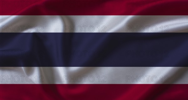 Close up of flag of Thailand with cloth texture. Thailand flag with fabric texture waving