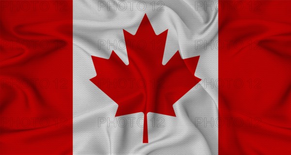 Canada flag waving with fabric texture. Close-up of the Canada flag waving with fabric texture