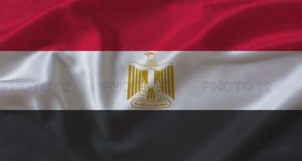 Close up of flag of Egypt with cloth texture. Egypt flag with fabric texture waving