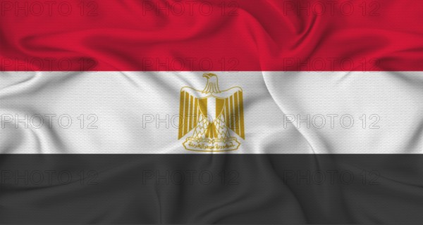Egypt flag waving with fabric texture. Close-up of the Egypt flag waving with fabric texture