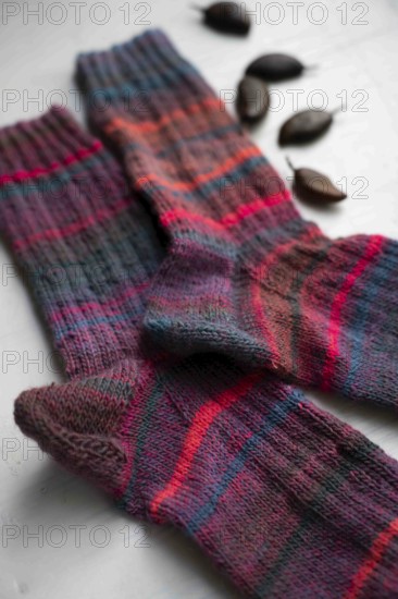 Knitted socks in pink
