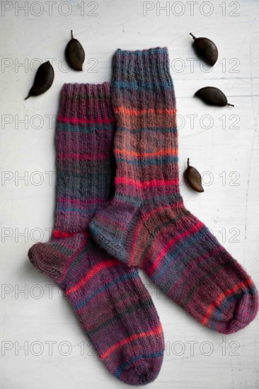 Knitted socks in pink