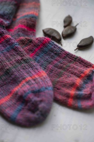 Knitted socks in pink