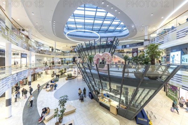Milaneo shopping centre in the Europaviertel district of Stuttgart. Interior view. Stuttgart, Baden-Württemberg, Germany