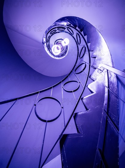 Spiral staircase, violet, infinity, vanishing point, purple, up, upwards, beautiful, timeless, illustration, terrain, interior shot