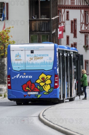 Bus stop Arosa Bus, Arosa, Graubünden, Switzerland