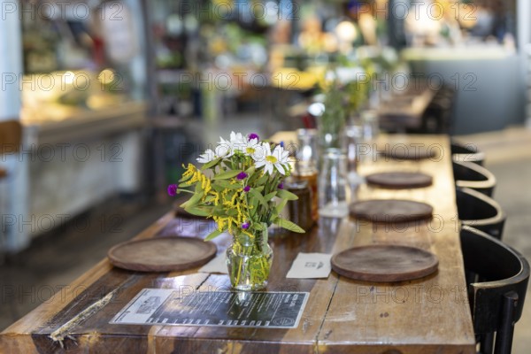 Restaurant, market hall of San Telmo, Buenos Aires, capital of Argentina