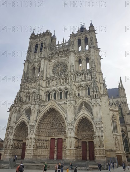 AMIENS, FRANCE - OCTOBER 30, 2022 Majestic Notre-Dame d'Amiens, a High Gothic french cathedral, a testament to medieval artistry and engineering