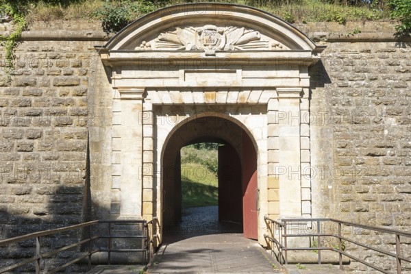 Fortress gate, citadel, fortifications of Vauban, UNESCO World Heritage Site, Longwy, Département Meurthe-et-Moselle, Grand Est, France