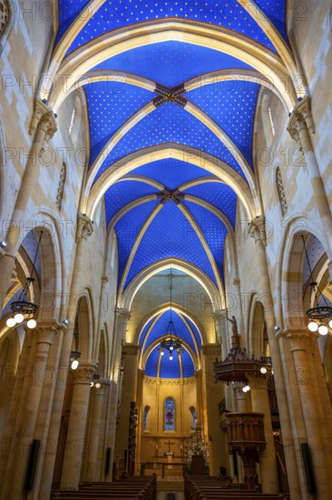 Inside the Beautiful Cathedral Collégiale de Neuchatel in City of Neuchatel, Canton Neuchatel, Switzerland