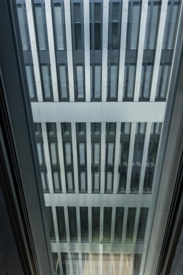 Window View on a Modern Office Building with Windows in a Sunny Day in Zurich, Zurich Canton, Switzerland