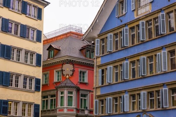 City Street with House and Window with Shutter in Zurich, Zurich Canton, Switzerland