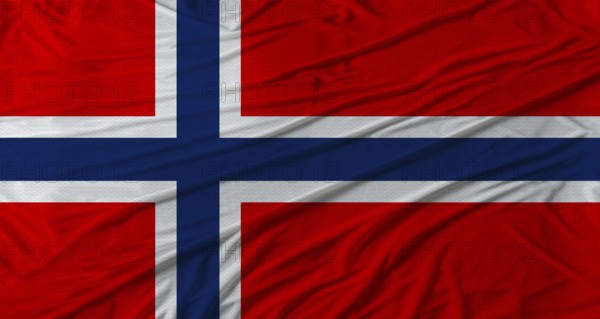Norwegian flag waving. Flag of Norway with cloth texture