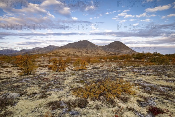 Autumn landscape in Rondane National Park, mountains, Døråldalen, Norway