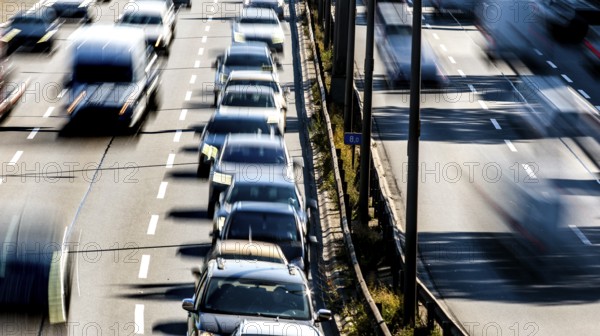 Traffic jam on the A 100 motorway: the Ringbahn bridge at the Funkturm motorway junction is closed. Berlin, 29/09/2025, Berlin, Germany