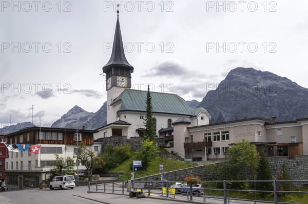 Protestant village church, Arosa, Graubünden, Switzerland