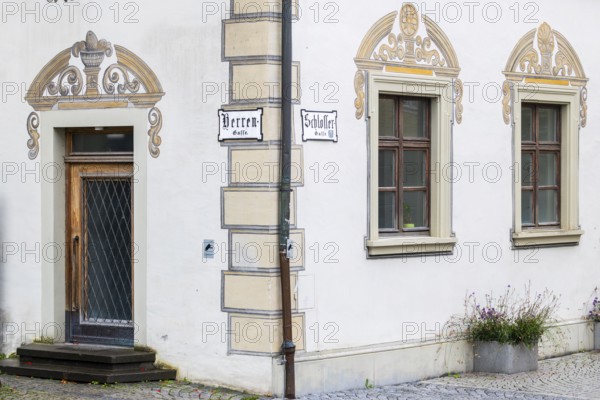 Palais Lichtenstein, historic building, facade with painting, Herrengasse, Feldkirch, Vorarlberg, Austria
