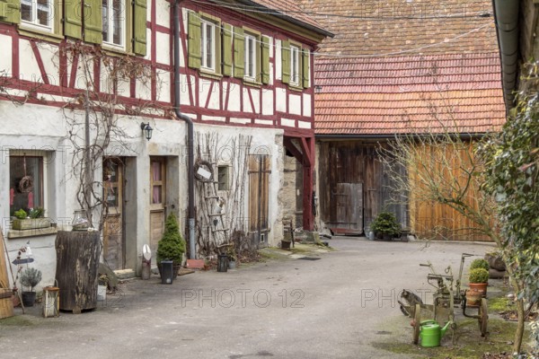 Rural impression at a small village named Oberregenbach near Langenburg in Hohenlohe, a area in Southern Germany