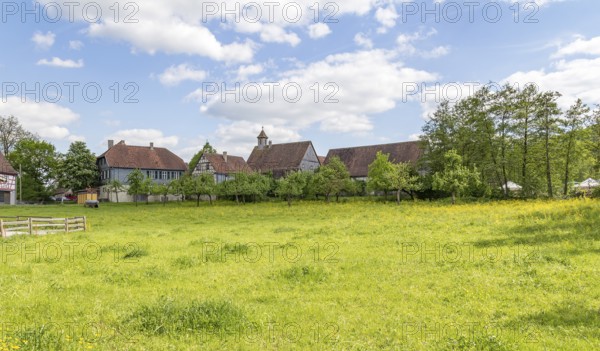 Idyllic small rural village in Southern Germany at early spring time