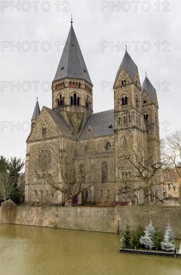 Scenery around the Temple Neuf, a protestant church in Metz located in France